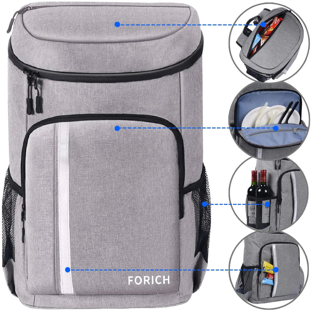 FORICH Insulated Backpack Cooler - Lightweight, Leakproof, and Spacious Cooler Bag for Outdoor Adventures, Holds 30 Cans!