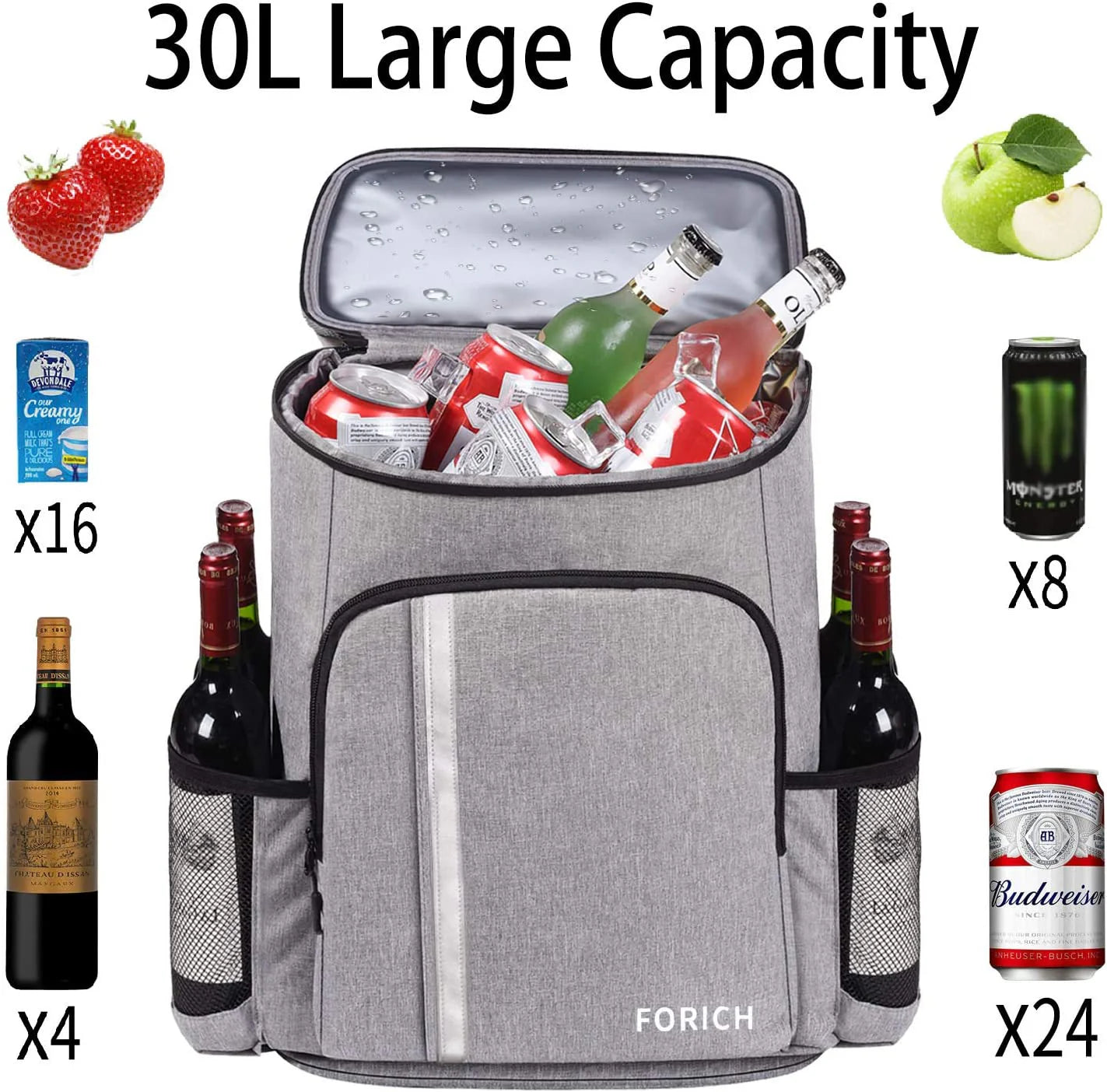 FORICH Insulated Backpack Cooler - Lightweight, Leakproof, and Spacious Cooler Bag for Outdoor Adventures, Holds 30 Cans!
